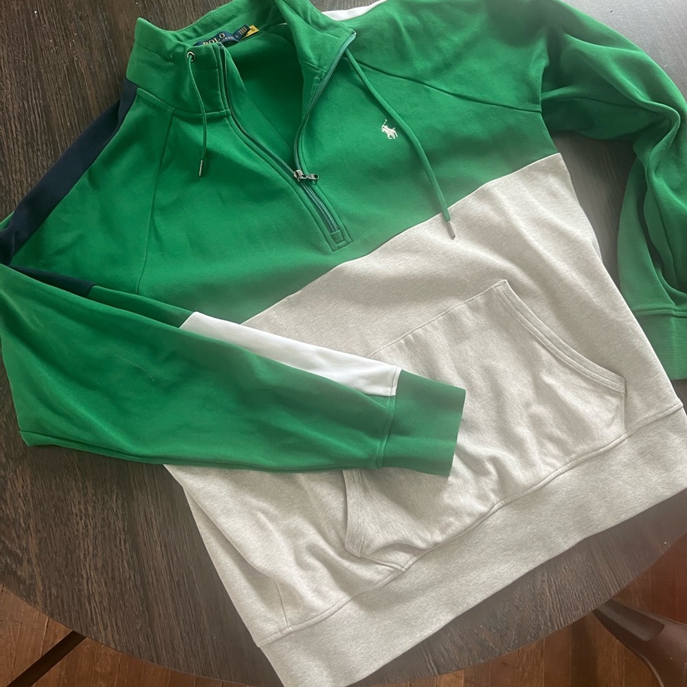 Three quarters of zip polo pull over, like new